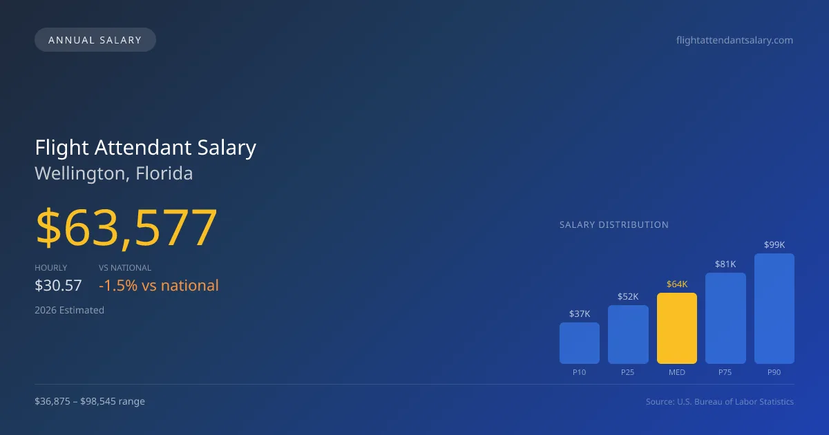 Flight Attendant Salary in Wellington, FL — 2026 est., based on 2025 BLS