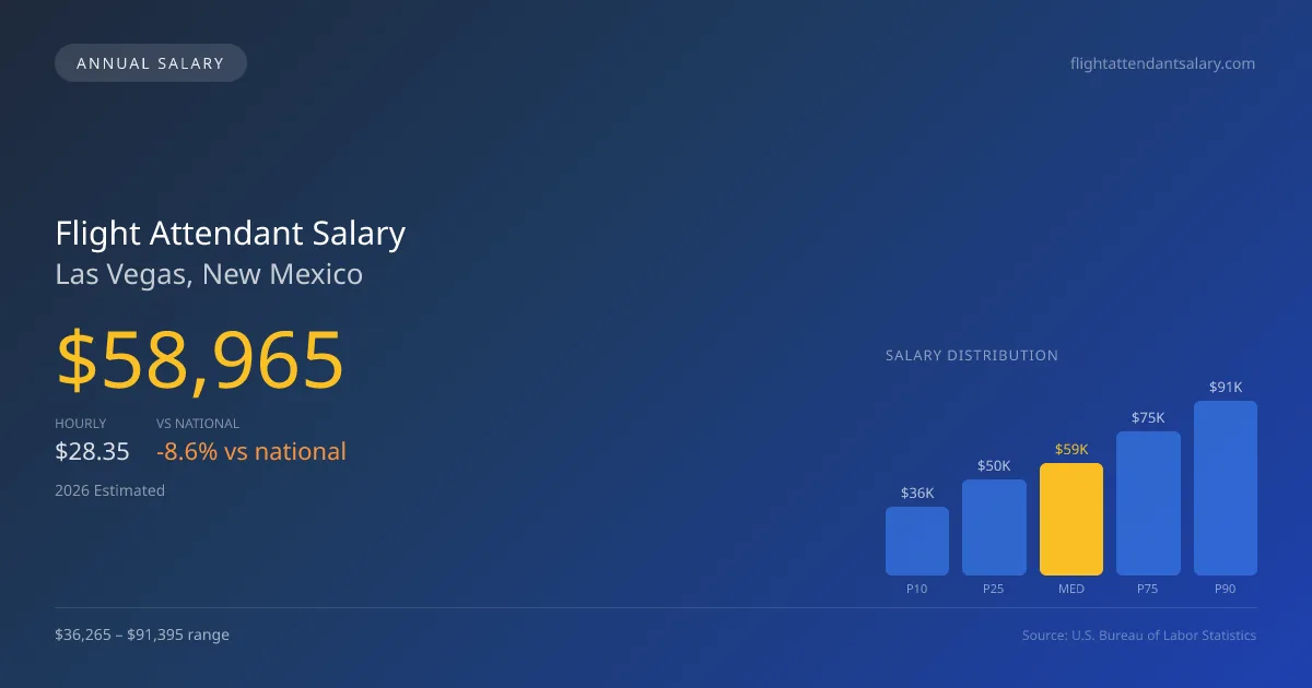 Flight Attendant Salary in Las Vegas, NM — 2026 est., based on 2025 BLS