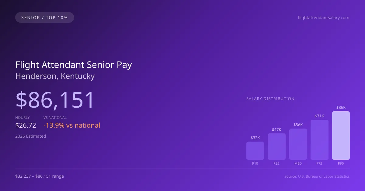 Flight Attendant Senior Salary in Henderson, KY — 2026 est., based on 2025 BLS