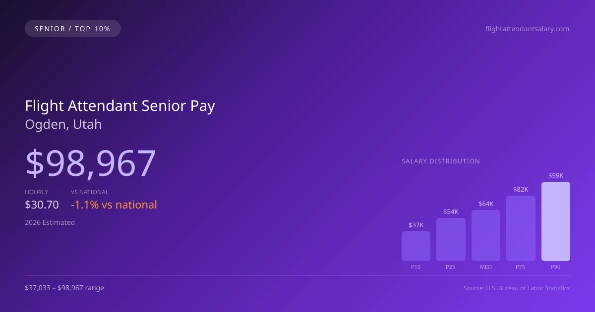 Flight Attendant Senior Salary in Ogden, UT — 2026 est., based on 2025 BLS