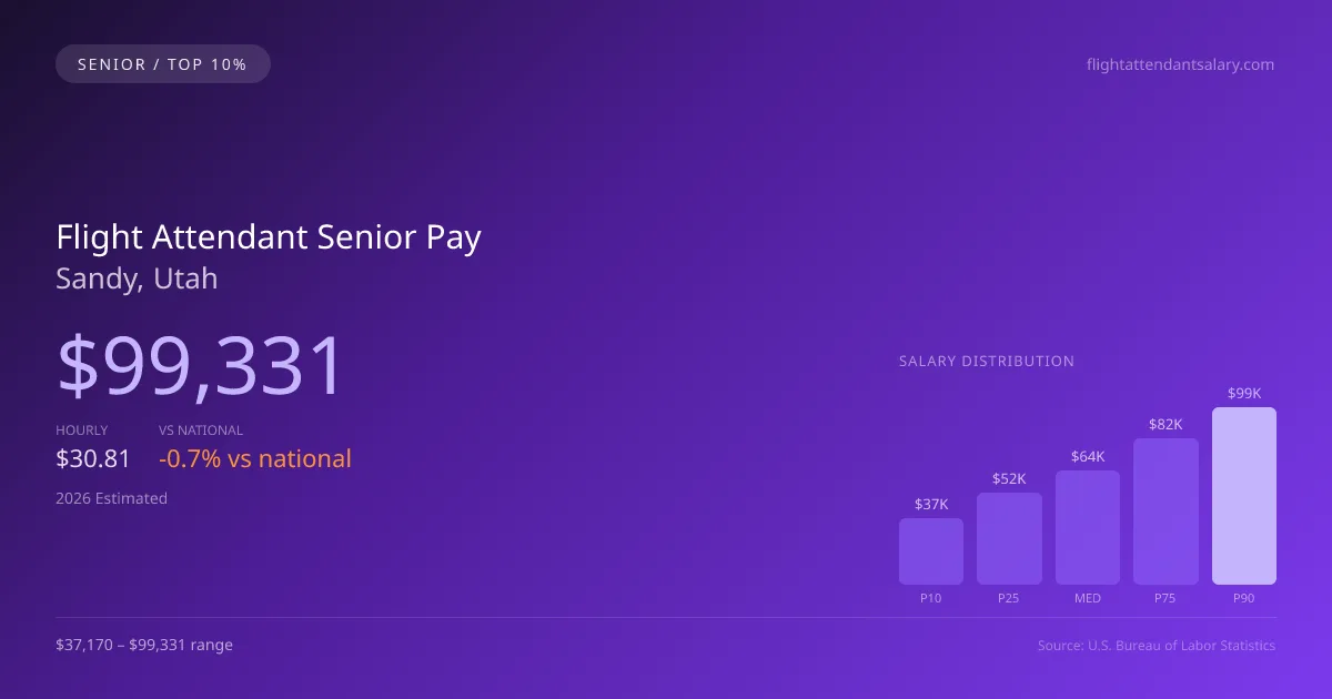 Flight Attendant Senior Salary in Sandy, UT — 2026 est., based on 2025 BLS