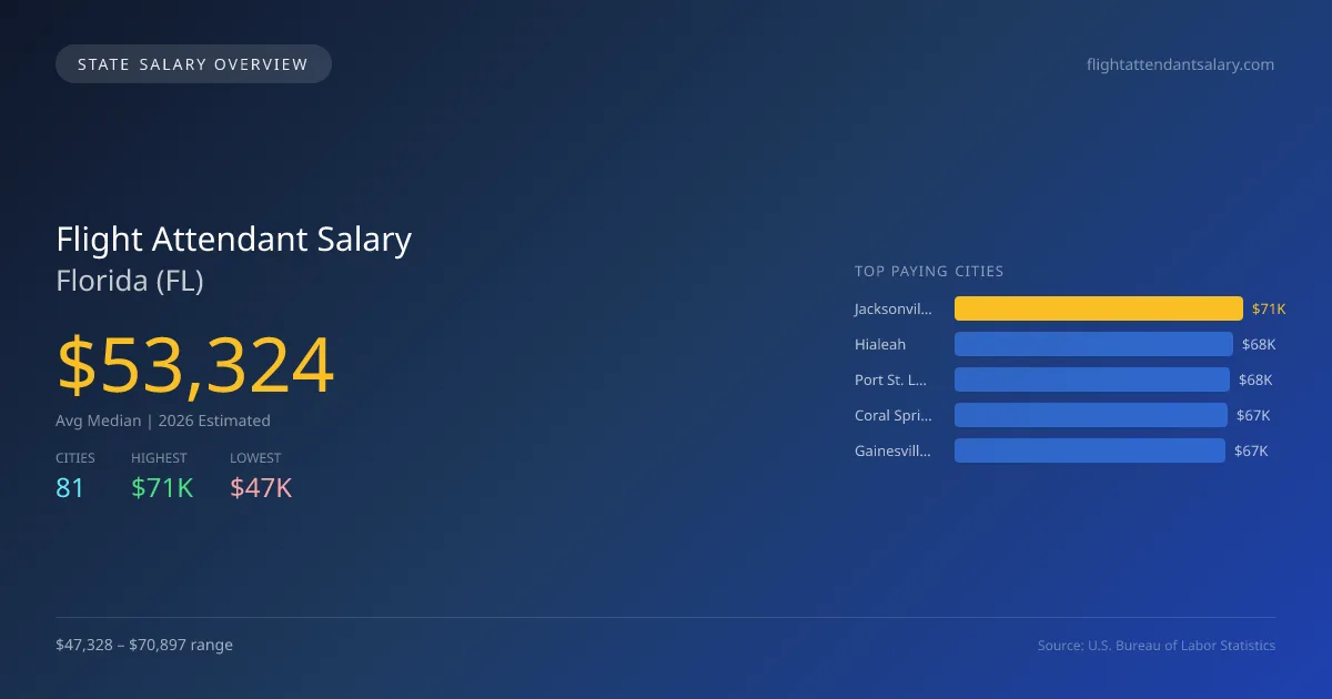 Flight Attendant Salary in Florida - 2025 BLS Data Infographic