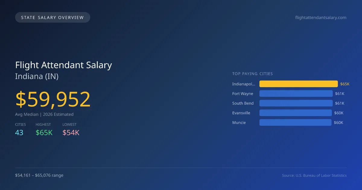 Flight Attendant Salary in Indiana - 2025 BLS Data Infographic
