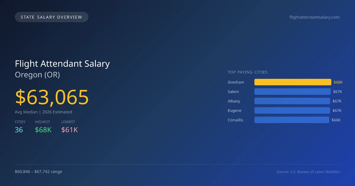 Flight Attendant Salary in Oregon - 2025 BLS Data Infographic