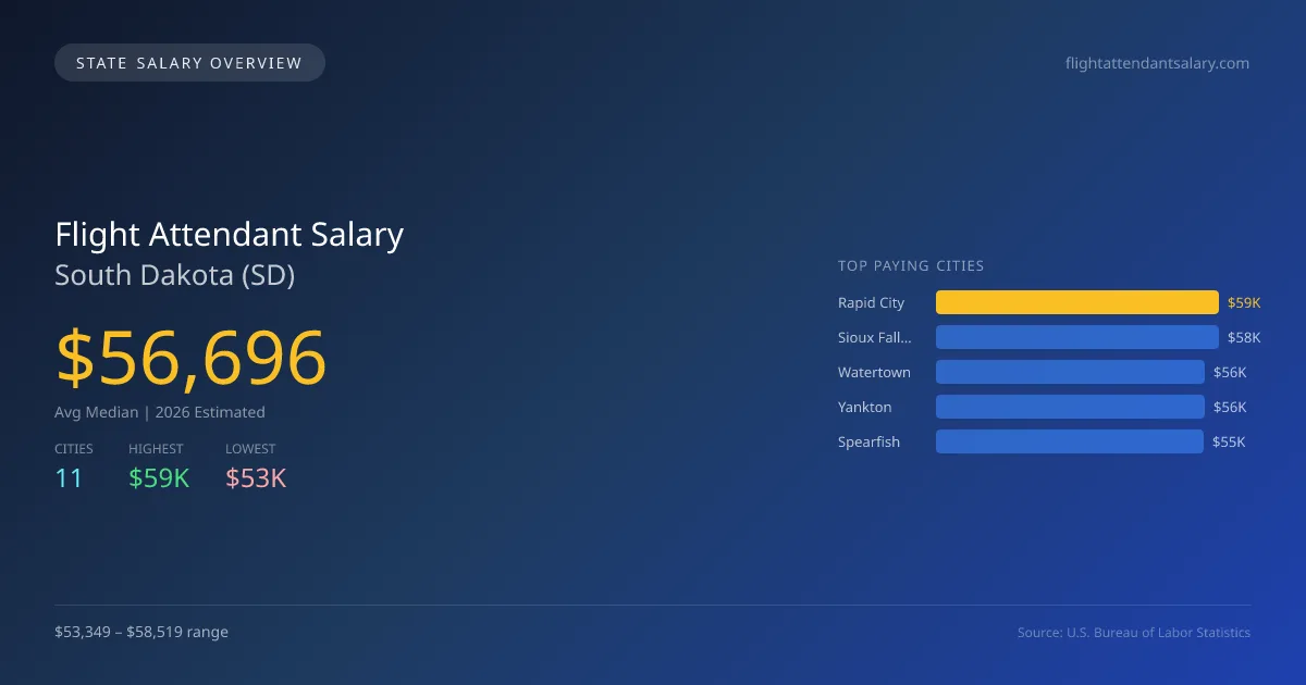 Flight Attendant Salary in South Dakota - 2025 BLS Data Infographic